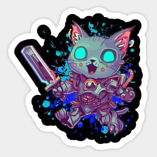 Zombie Cat Cyber Sticker